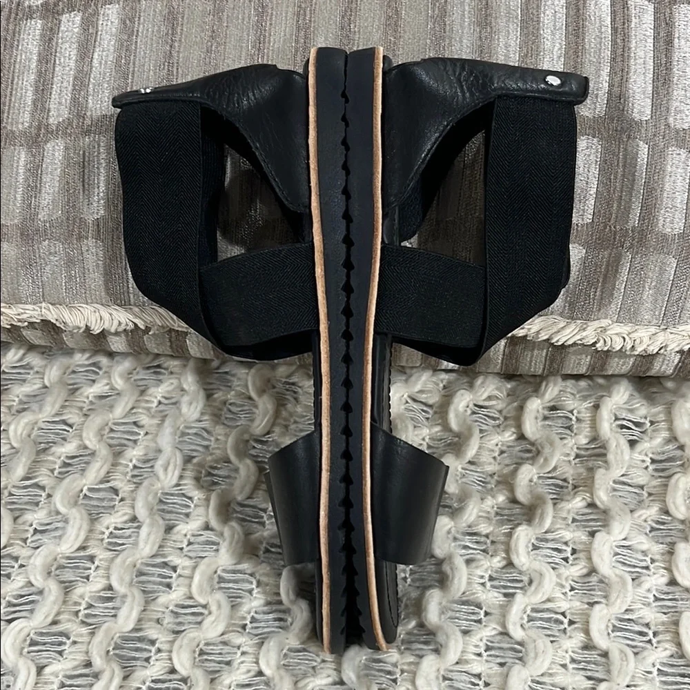 Sorel Black Sporty Ella III Ankle Strap Flat Sandals with Cushioned Footbed - Picture 6 of 10